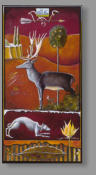Der Hirsch/II Cervo, Italien 2000, 47 x 24,5 cm, Collage, Bleistift und Mischtechnik auf Papier, auf Karton Afgezogen, Privatbesitz