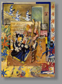 In der blauen Ente/3. Oktober 1992, 1995, 70 x 52 cm, Bleistift, Aquarell und Collage auf handgeschöpftem Bütten, Privatbesitz