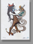 Der Schneckenkoch, 1999, 29,7 x 21 cm, Bleistift- und Ferderzeichnung, coloriert, auf Büttenpapier, auf Karton Aufgezogen, Privatbesitz