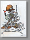 Der Rüsselmann, 1999, 29,7 x 21 cm, Bleistift- und Federzeichnung, coloriert, af Büttenpapier, auf Karton aufgezogen, Privatbesitz